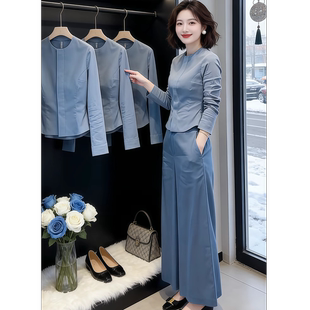 女掐腰上衣阔腿裤 大方得体显瘦穿搭一整套 套装 高端气质小香风时尚