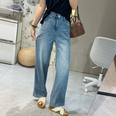 清仓特价 双版本凉感天丝 超薄莱赛尔窄版阔腿裤夏季直筒牛仔裤女