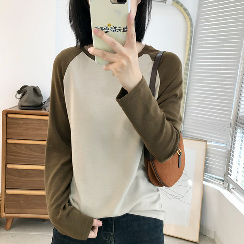 春季插肩袖休闲长袖T恤女