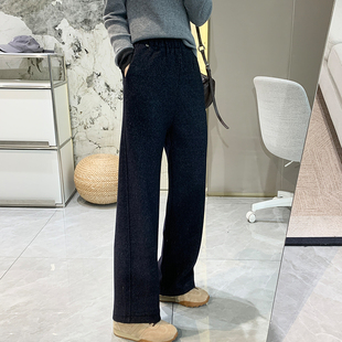 秋冬保暖直筒宽松阔腿百搭休闲裤 裤 女 敲显瘦加绒羊毛窄版 重磅推