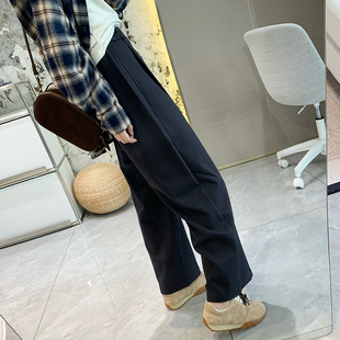 女秋冬宽松垂感直筒裤 加厚保暖阔腿休闲裤 小个子神裤 清仓特价