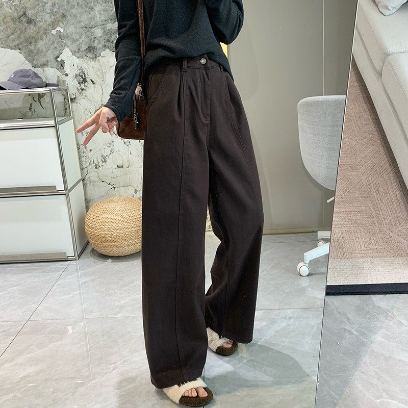 清仓特价 微弹加绒宽松阔腿裤女2025秋冬加厚保暖休闲裤直筒长裤,女装/女士精品,休闲裤,淘宝优惠券,粉丝福利购,淘宝优惠卷