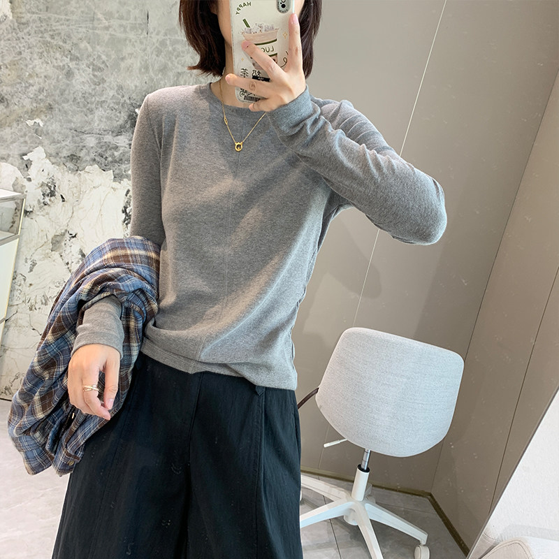 秋季显瘦柔软弹力长袖打底T恤女图片