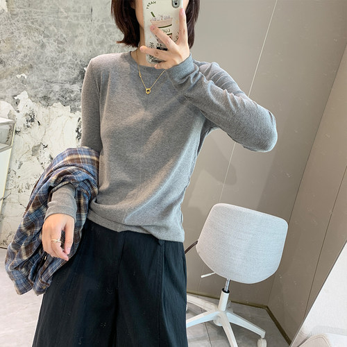 秋季显瘦柔软弹力长袖打底T恤女