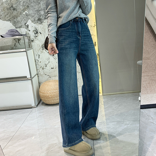 清仓特价 巨显瘦软弹加绒窄版直筒裤秋冬保暖显瘦阔腿牛仔裤女