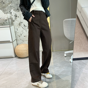 清仓特价 抗皱弧形休闲裤女加厚宽松显瘦长裤秋冬加绒保暖直筒裤