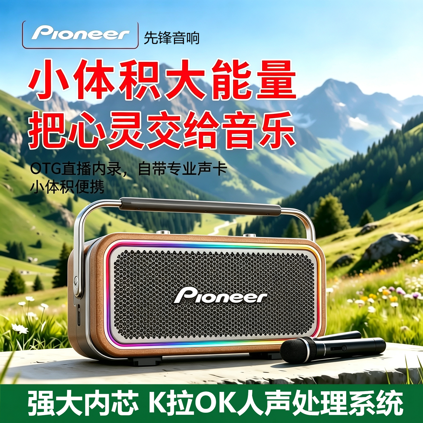 先锋M66户外便携式蓝牙K歌音响