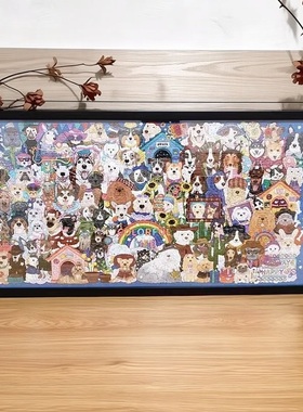 汪星人狗狗派对 狸猫上河图拼图相框配套框81.3*40.6实木拼图裱框