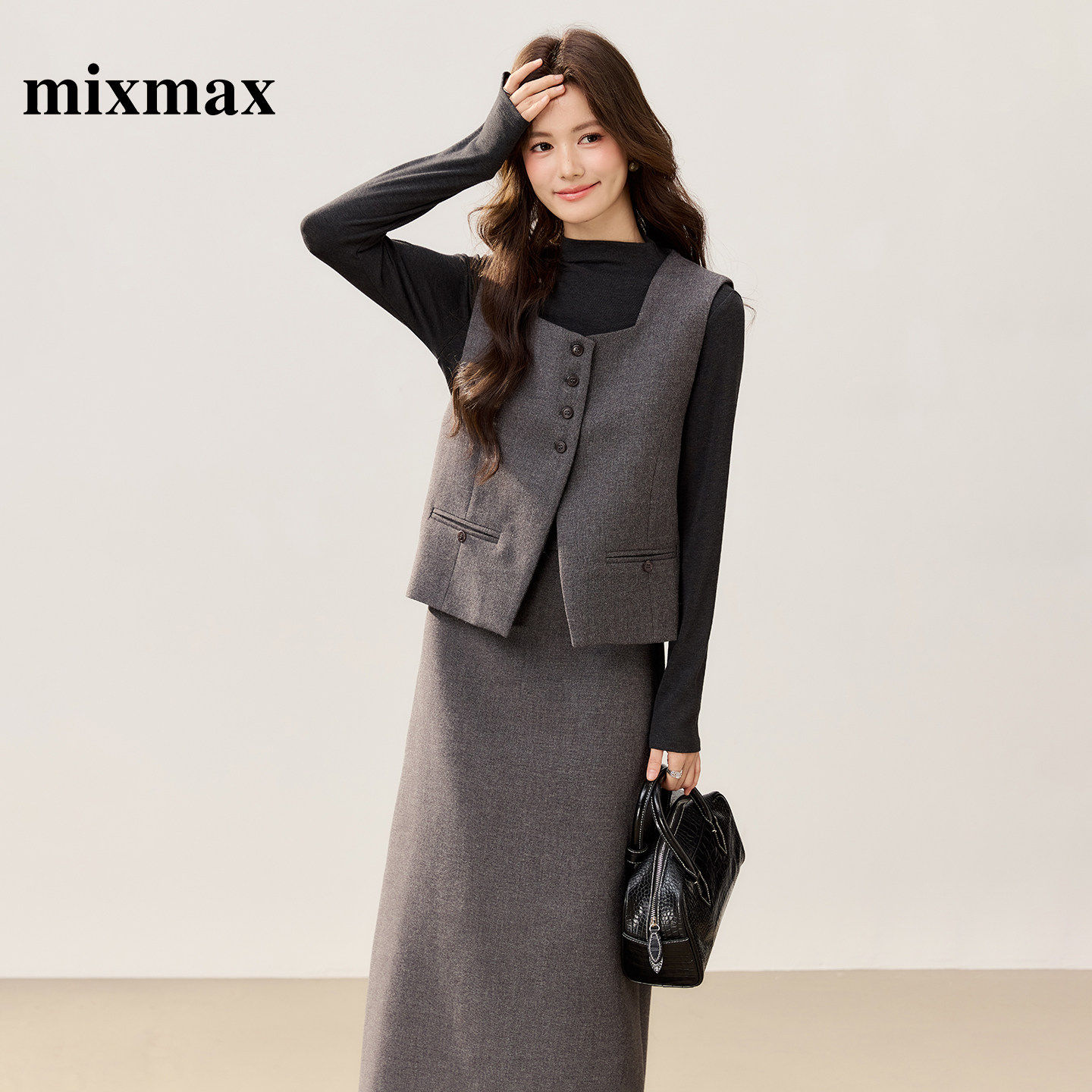 MIXMAX/美姿宝莲极简风小香风套装女秋冬马夹两件套轻奢通勤女,女装/女士精品,时尚套装,淘宝优惠券,粉丝福利购,淘宝优惠卷