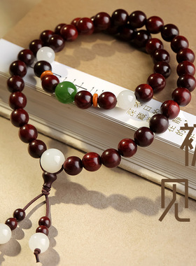 天然小叶紫檀木双圈手串盘玩檀香木质文玩佛珠男女玉石珠手链