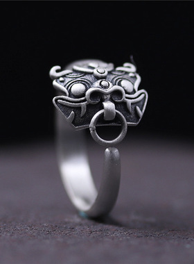 泰银复古原创指环开口男女款个性