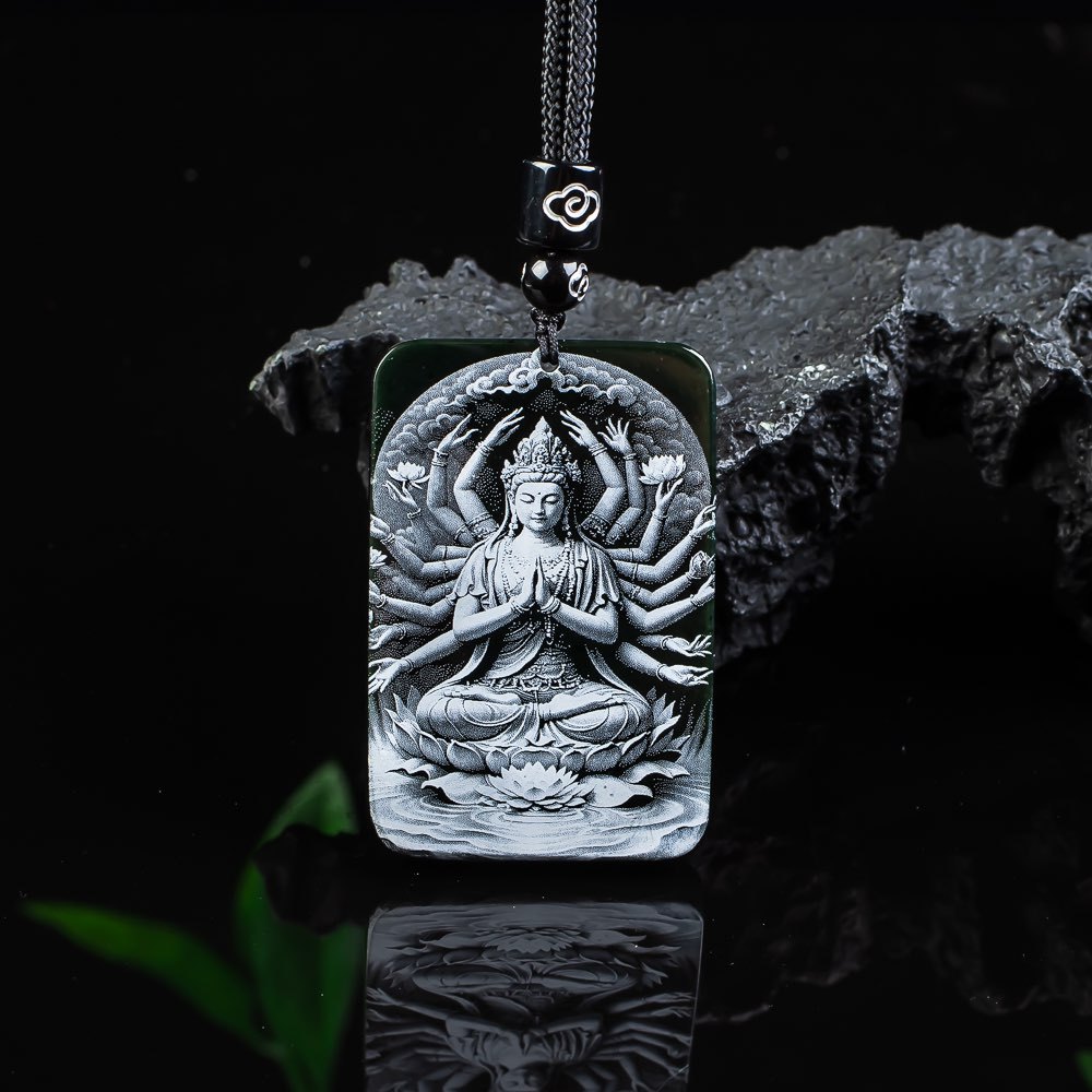 天然玉石A货老料冰种玉佩和田玉挂件男士吊坠女士饰品千手观音