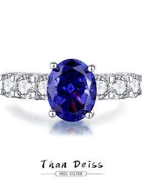 宝石戒指简约坦桑紫色s925纯银戒指女8A锆石高碳钻彩宝直播爆款