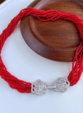 力荐！！！新年红！十层唯美慵懒的晚装链正红色