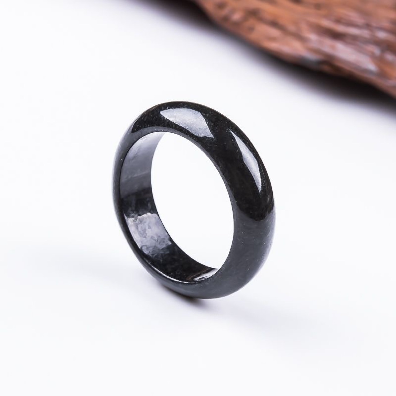 天然A货翡翠墨玉戒指男女对戒冰种玉石指环手饰四会玉器