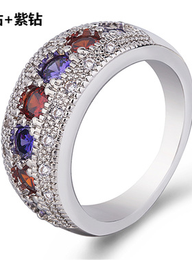 跨进创意手饰wish速卖通热卖波西米亚戒指女火彩锆石彩钻钻戒饰品