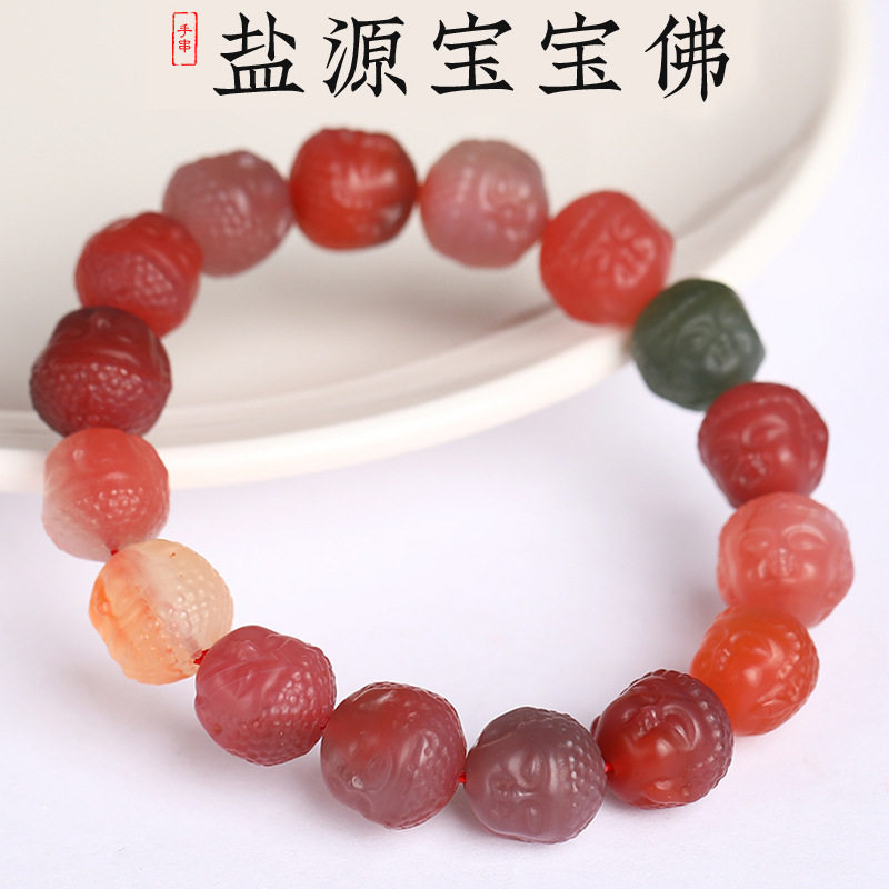 天然盐源玛瑙宝宝佛手串单圈水晶男女款时尚水晶玛瑙单圈手链