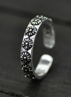 复古原创泰银戒指潮流做旧饰品