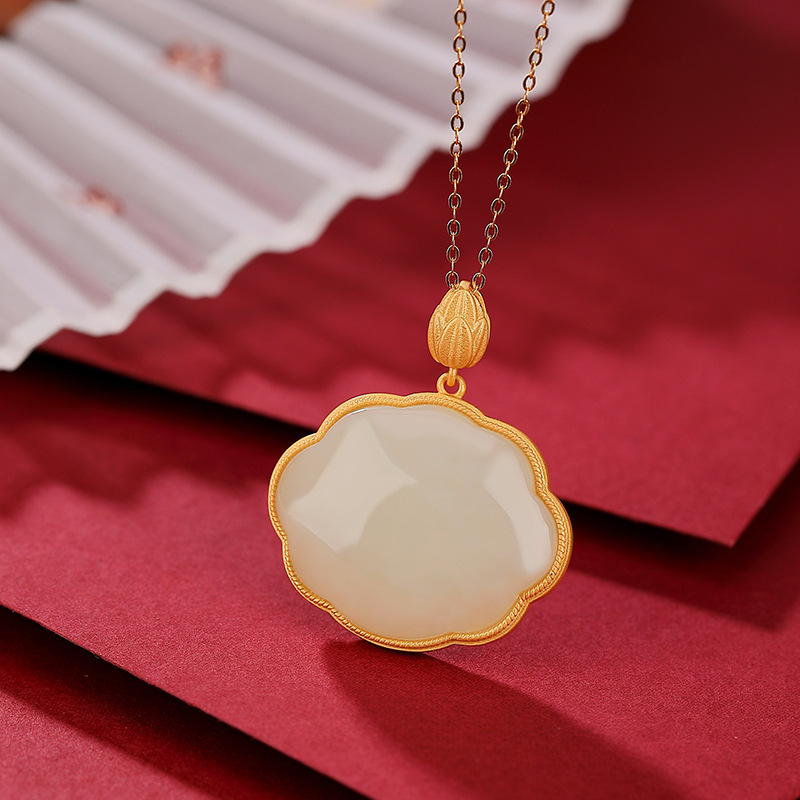 通体S925纯银镀金和田玉复古气质如意香囊盒吊坠福在眼前款挂坠