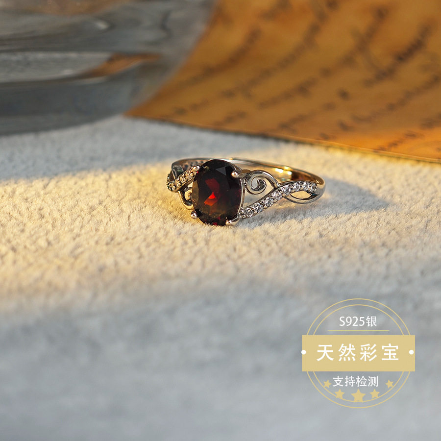 新款石榴石戒指女轻奢欧美蛋形石榴石戒指,饰品/流行首饰/时尚饰品新,戒指/指环,淘宝优惠券,粉丝福利购,淘宝优惠卷