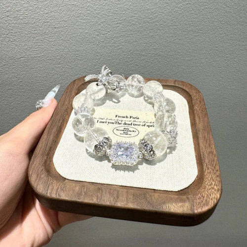 8A级白阿塞水晶清冷手链蝴蝶件套女小众设计感轻奢甜水晶