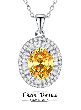 新款S925通体纯银热卖高碳钻项链女高级轻奢碎花切金黄钻锁骨链