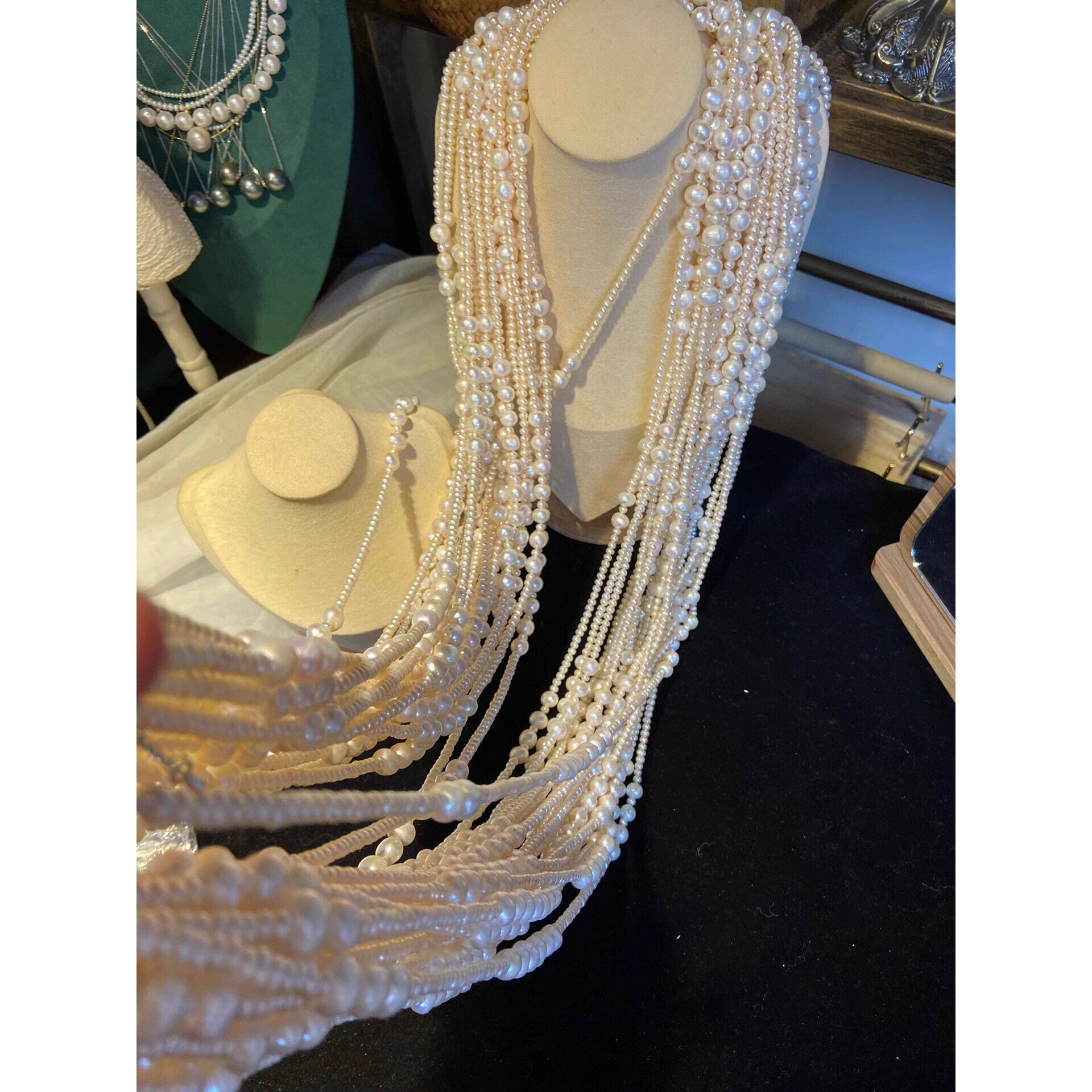 大小圆形天然淡水珍珠项链毛衣链160cm长款多层一款多戴