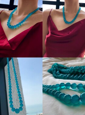 毕业级别冰渣子天然天河石项链5-14mm冰透起光天河塔链