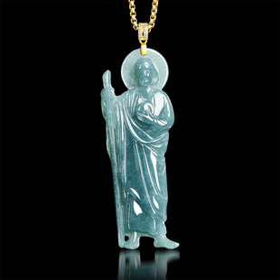 天然A货蓝翡翠蓝水圣裘德达陡挂件冰种玉石吊坠男女款玉坠挂件