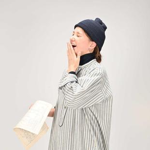 45R 长款条形衬衫外套简约慵懒上衣日本正品