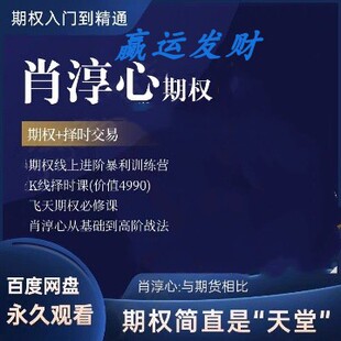 肖淳心期权择时线上训练营飞天期权必修课纯K择时课程永久全套