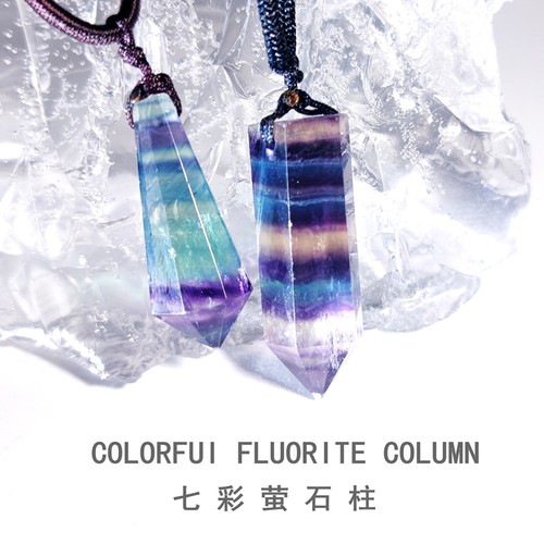 天然七彩原石水晶摆件六棱柱