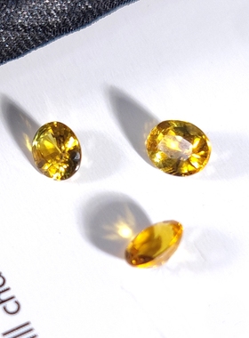 澳大利亚黄色蓝宝石彩色宝珠宝圆形刻面戒面矿石裸石天然原石戒指