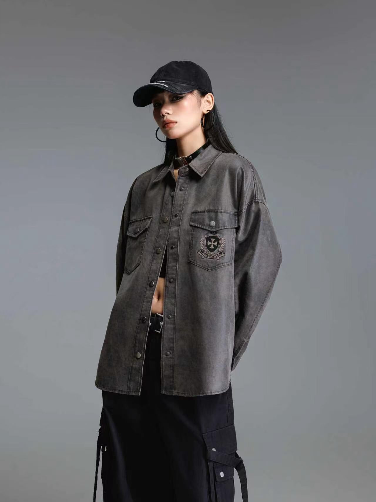 拓谷专柜正品2026秋季新款百搭宽松显瘦牛仔鹿皮绒外套女潮Q62206图片