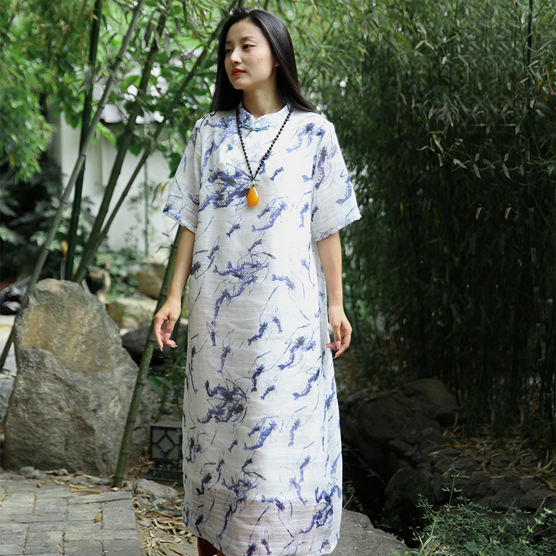 中国风高级感旗袍盘扣禅意茶服