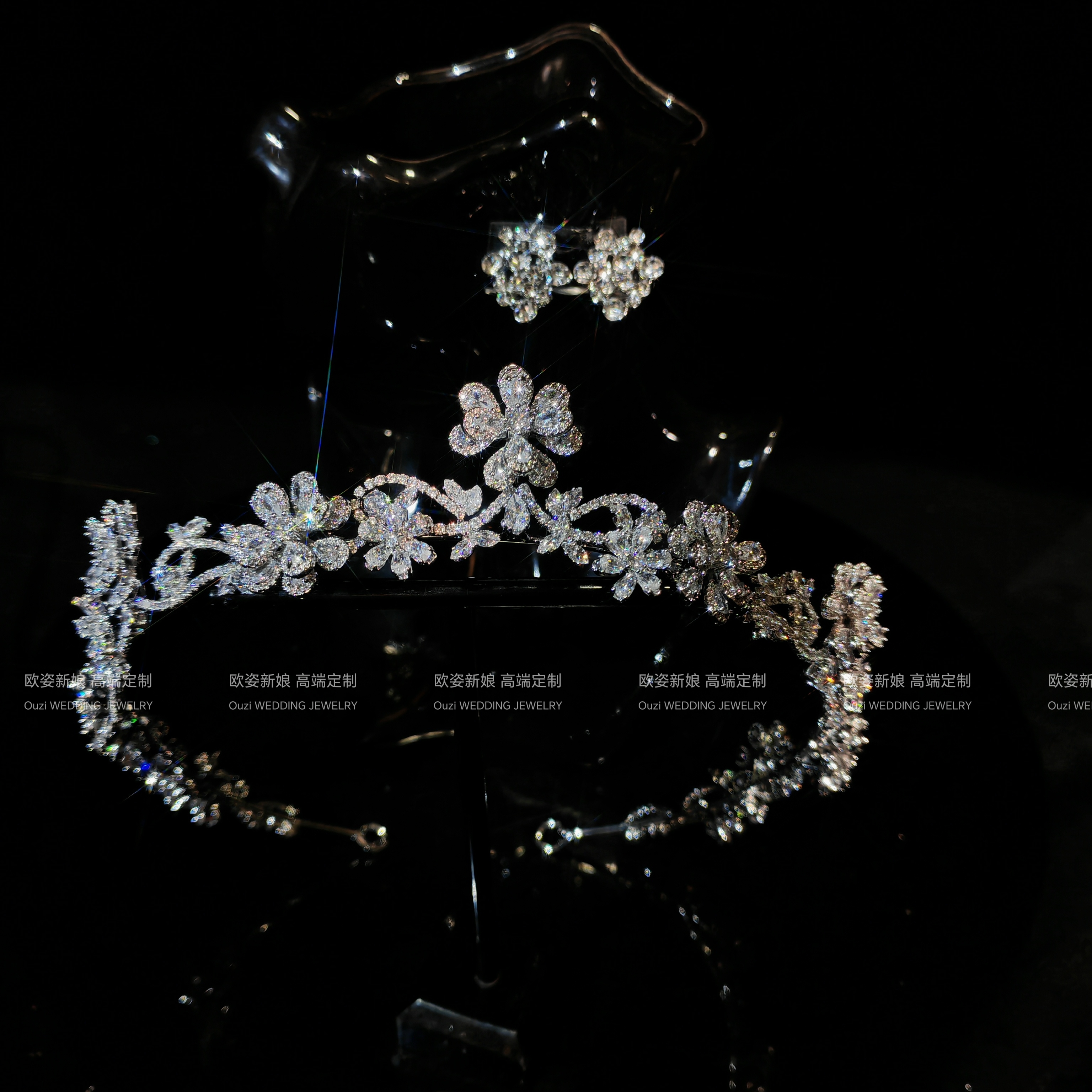 欧姿简约小巧锆石皇冠蝴蝶结新娘礼服头饰晚宴走秀生日王冠0235