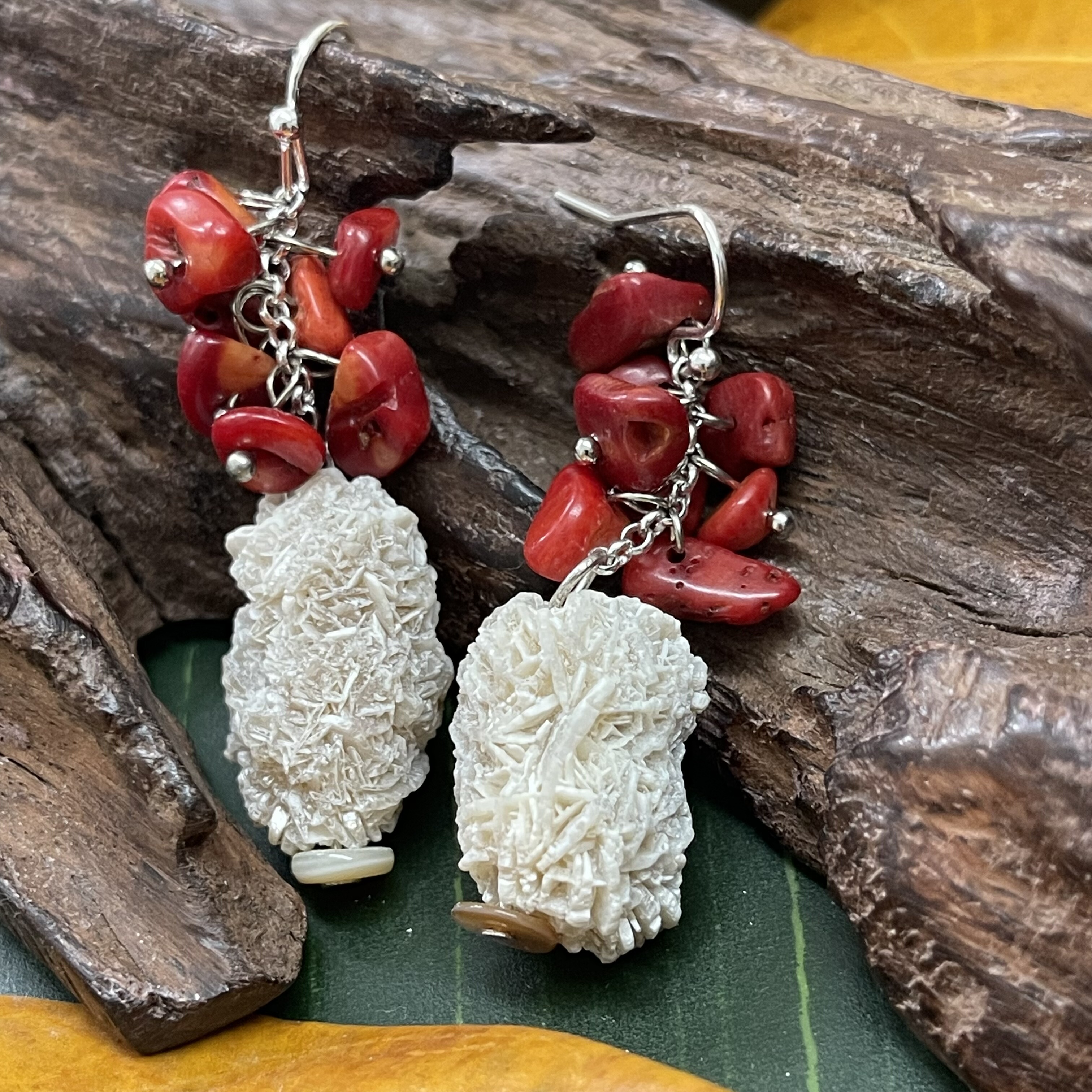 沙漠树独家原创墨西哥沙漠玫瑰海竹三姑娘小众个性耳环耳钩饰品