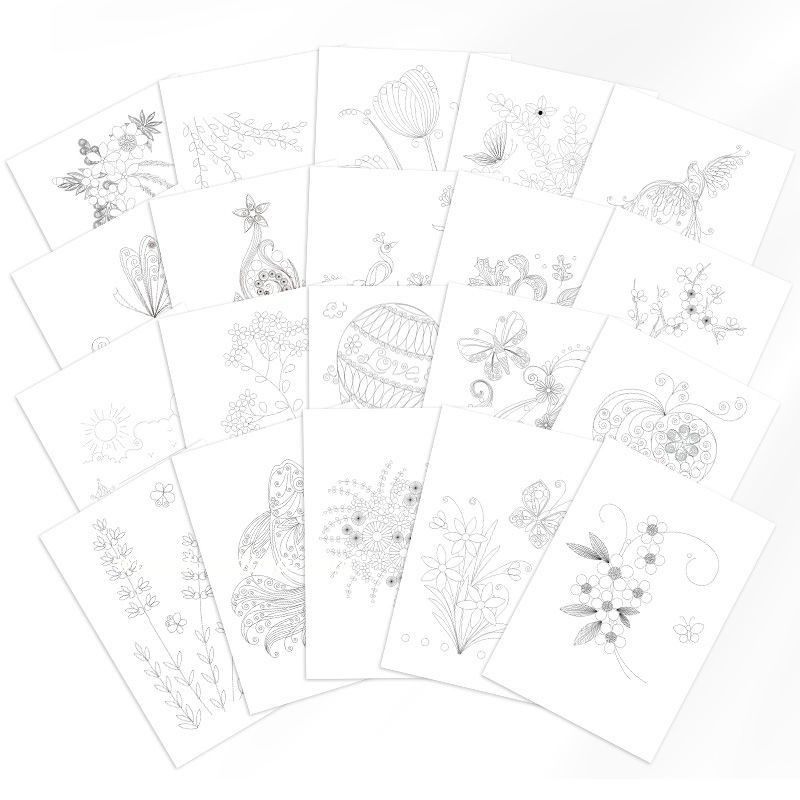 包邮A4线稿衍纸画底稿图材料动植物人物建筑物图稿定制手工纸套装