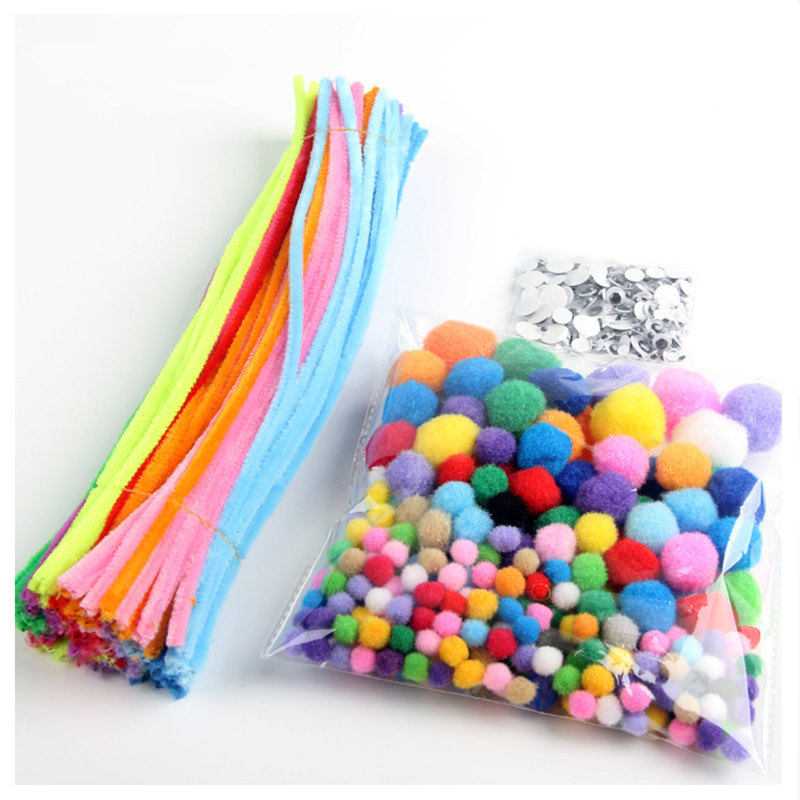 包邮手工玩具胶活动眼睛毛绒球毛根毛条扭扭棒彩色冰棒棍纸杯纸盘