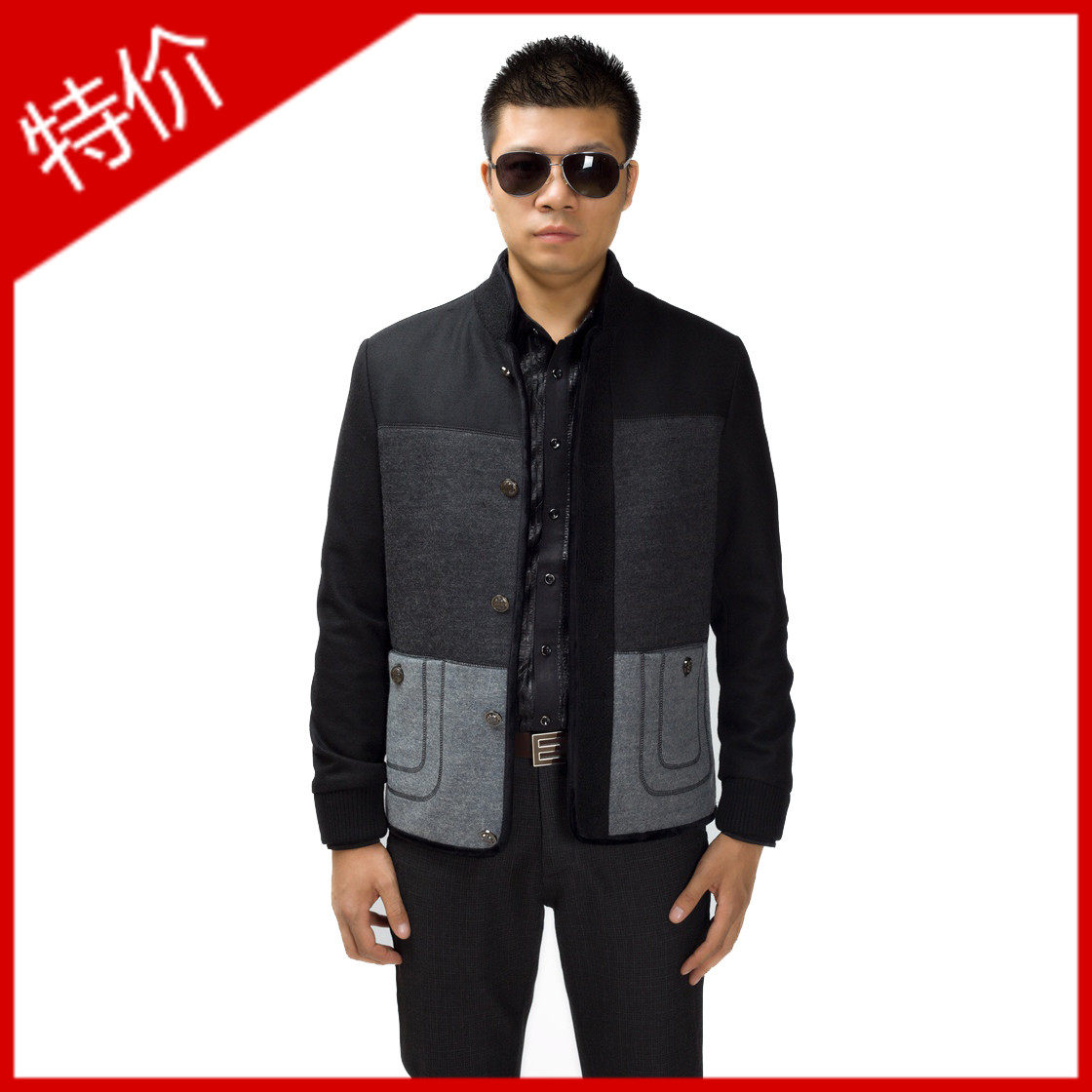 威伊巴特特别特2013男装外套休闲羊毛呢子拼色夹克13j239a