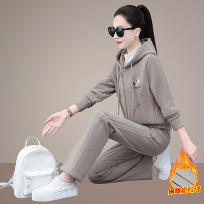 冬季女运动套装加厚加绒休闲卫衣