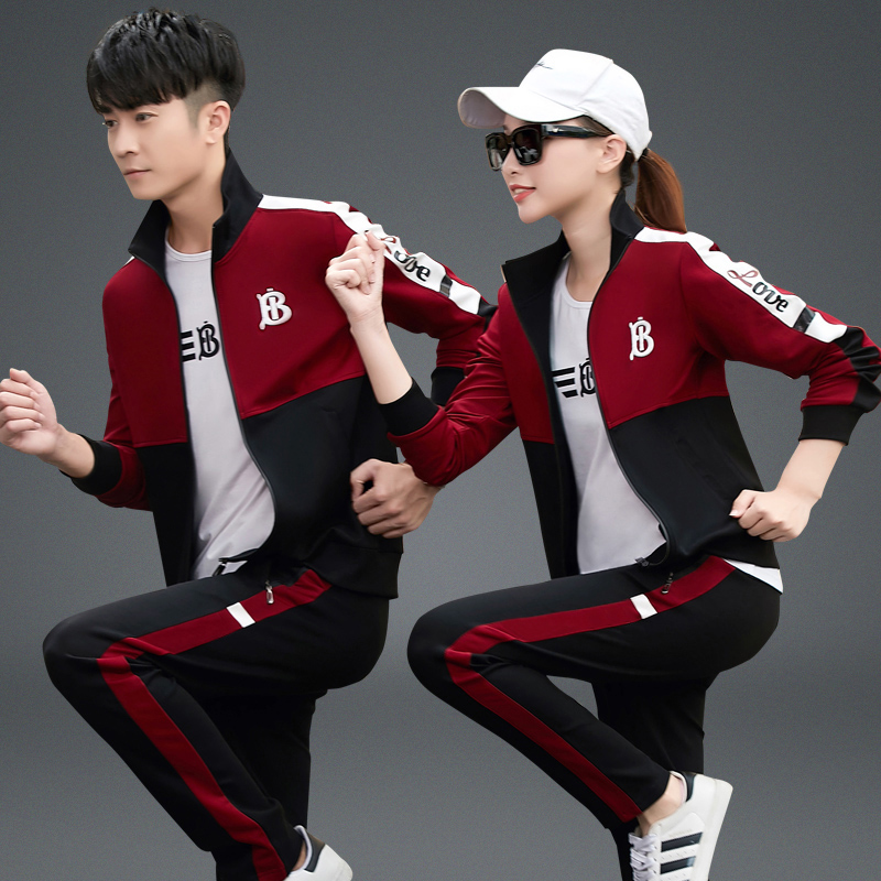 361运动服套装男女通用情侣装2022春秋季新款大码跑步卫衣三件套