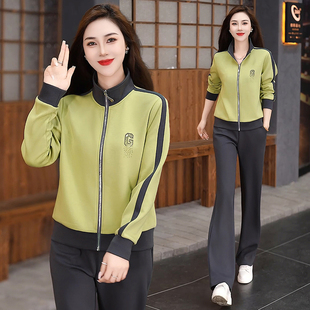 时尚大码运动套装女2026春秋新款洋气宽松显瘦女士休闲卫衣两件套