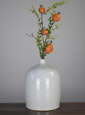 白色陶瓷花瓶手工干枝插花瓶桌面玄关装饰品简约现代水养客厅摆件