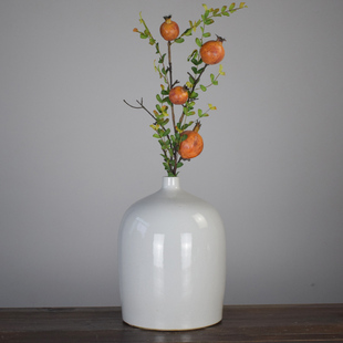 白色陶瓷花瓶手工干枝插花瓶桌面玄关装饰品简约现代水养客厅摆件