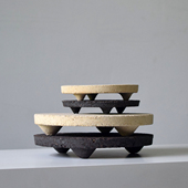 中古风粗陶托盘底托炭火炉托隔热吸水垫子花瓶摆件底座壶承黑色