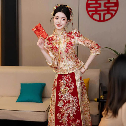 重工香槟色秀禾服婚服2025新款结婚新娘新中式敬酒服婚礼嫁衣高端