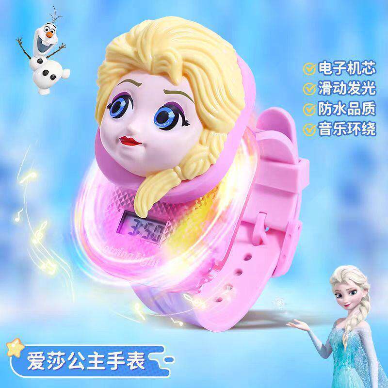 灯光音乐伸缩滑盖学生卡通电子手表蜘蛛侠手表女孩儿童男孩幼儿园