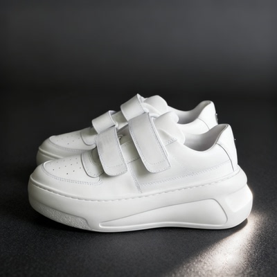 ance经典款笑脸魔术贴小白鞋女轻便软底真皮百搭增高厚底休闲板鞋