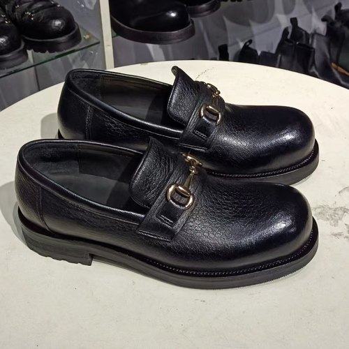 固特异头层鹿皮乐福鞋男士真皮一脚蹬英伦商务休闲皮鞋皮根皮底